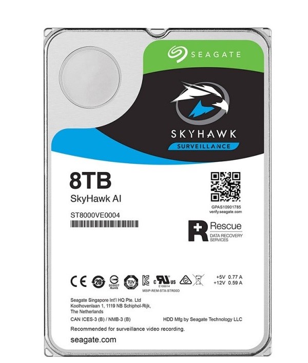 Ổ Cứng HDD SEAGATE SkyHawk 3.5" Surveillance ( Camera AI ) 8TB - 256MB Cache - 7200 RPM